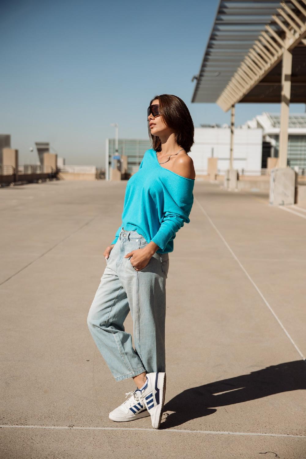 Freeman T. Porter Isabel Summer Pull Col V Femme Blue Atoll