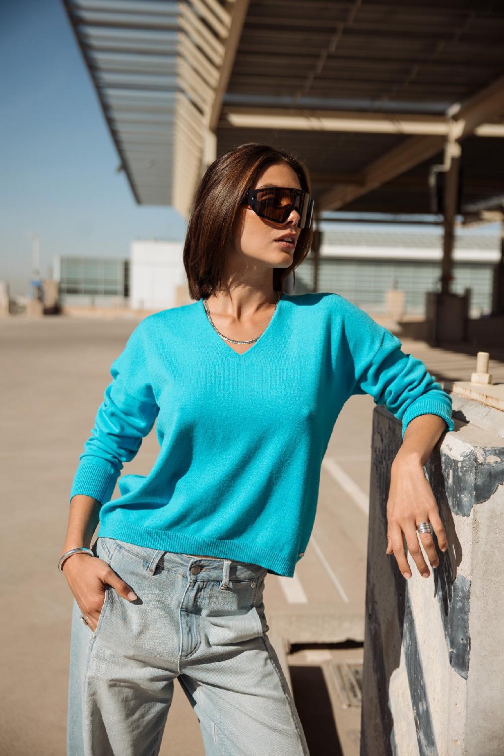 freeman t. porter Isabel Summer Pull col V Femme blue atoll freeman t. porter Isabel Summer Pull col V Femme blue atoll