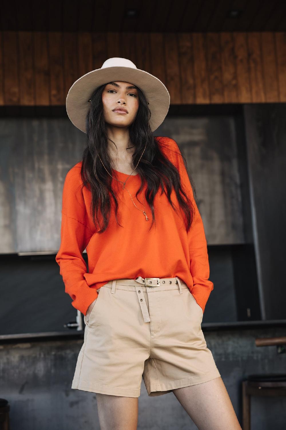 Freeman T. Porter Isabel Summer Pull Col V Femme Orange