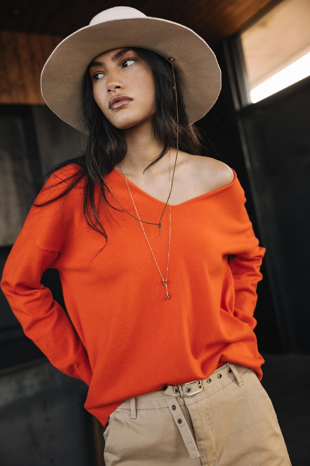 freeman t. porter Isabel Summer Pull col V Femme orange