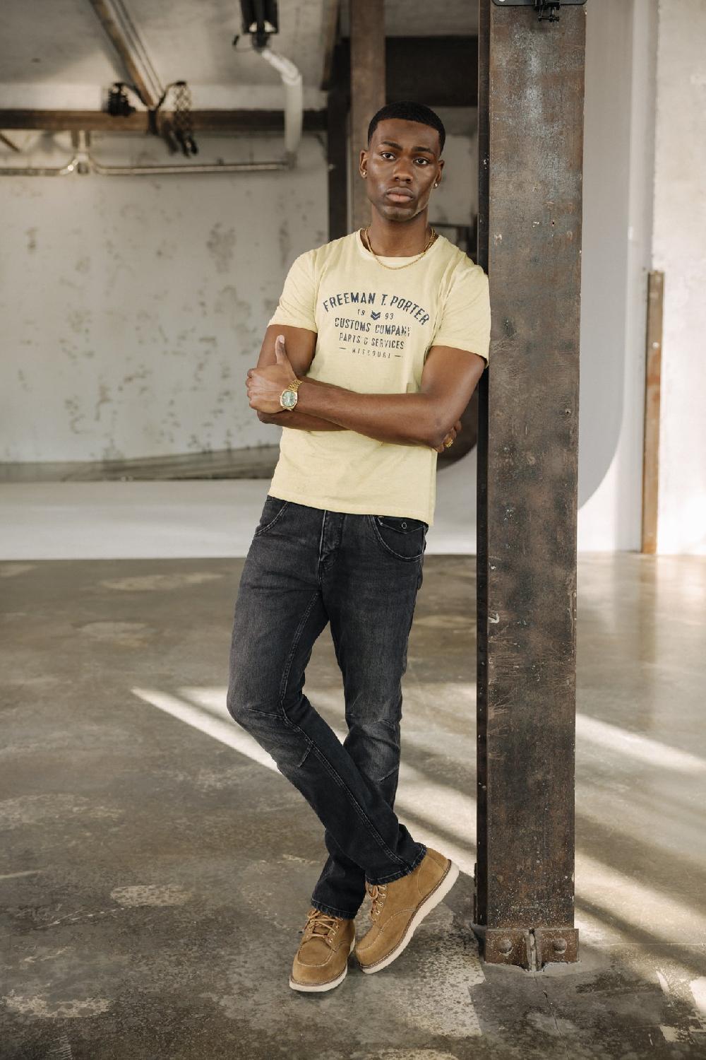 Freeman T. Porter Ivander Oil Dye T-shirt Homme Corn