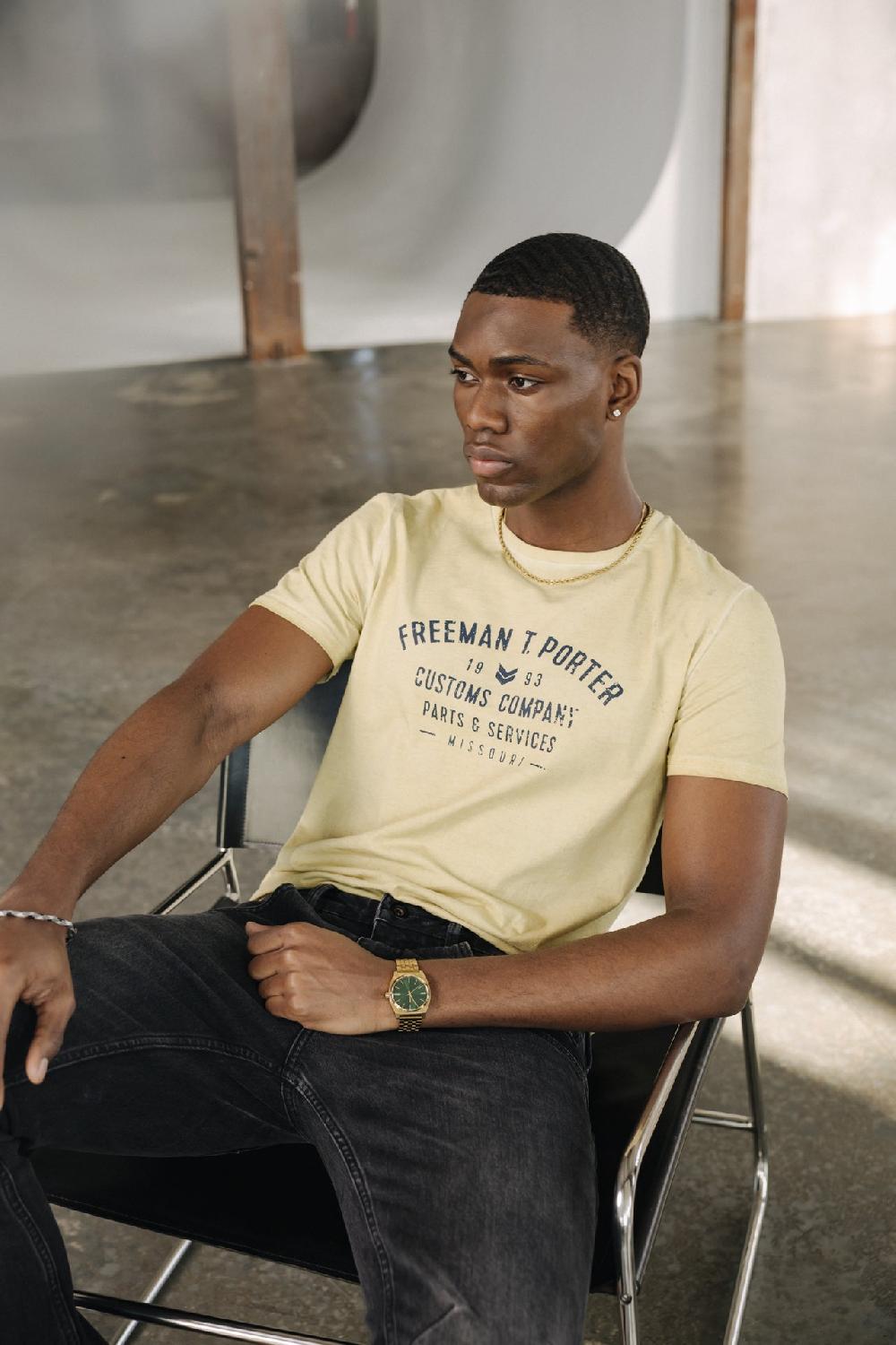 freeman t. porter Ivander Oil Dye T-shirt Homme corn