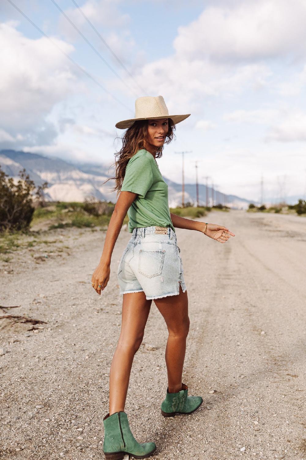 Freeman T. Porter Jade Denim Short Taille Haute Femme Byronbay