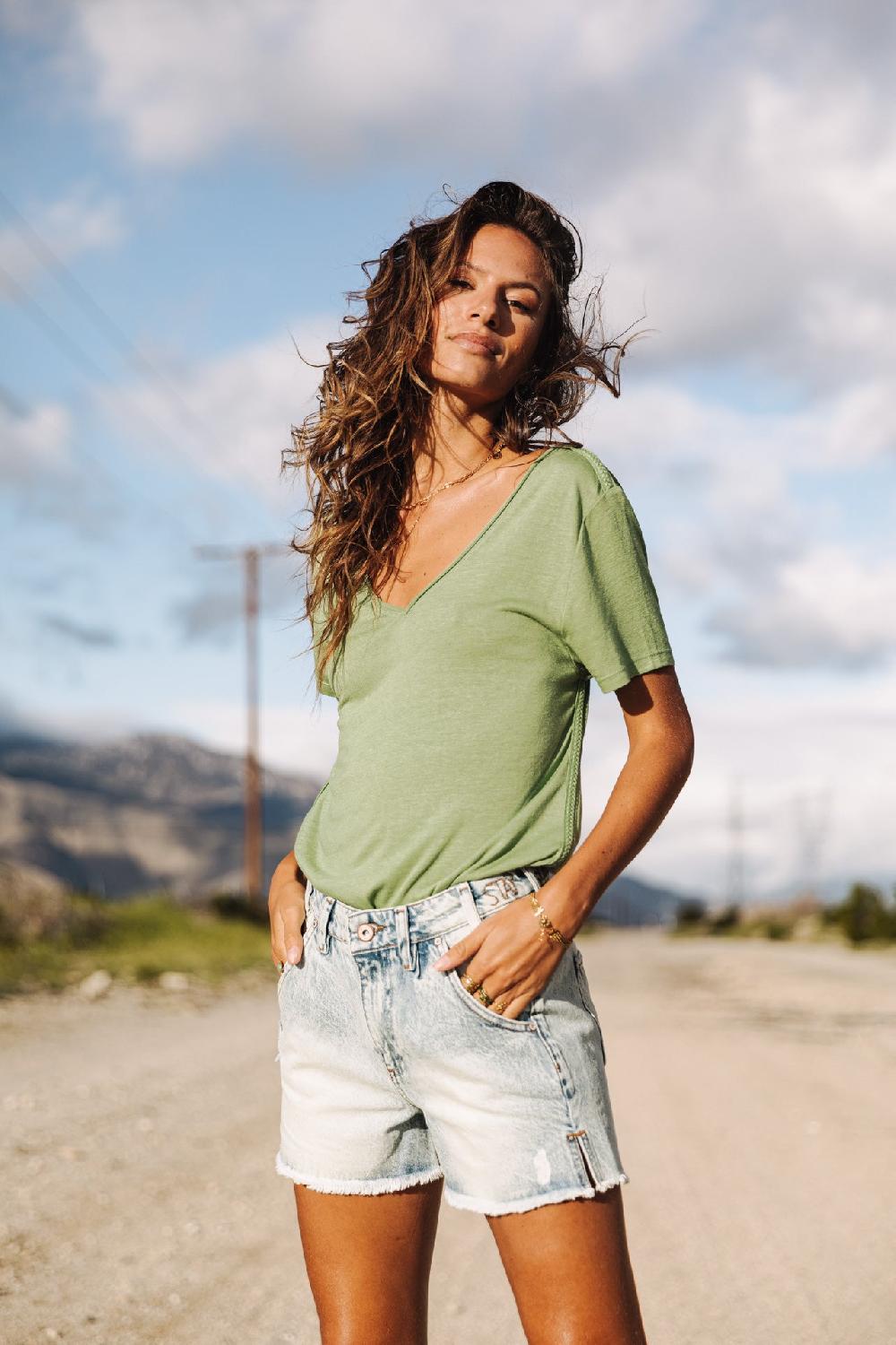 Freeman T. Porter Jade Denim Short Taille Haute Femme Byronbay