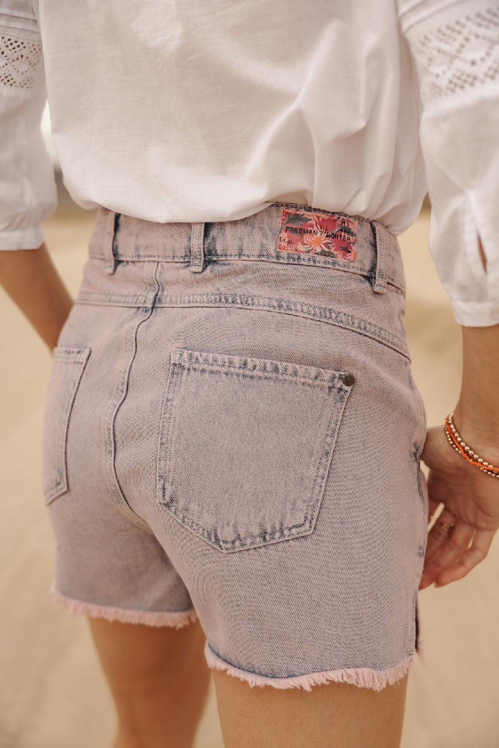 Freeman T. Porter Jade Denim Short Taille Haute Femme Primera