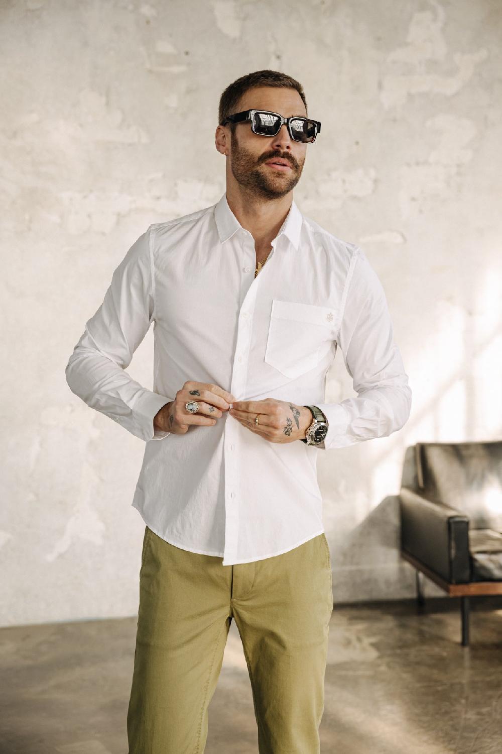 freeman t. porter Jeremiah Pop Stretch Chemise straight Homme white