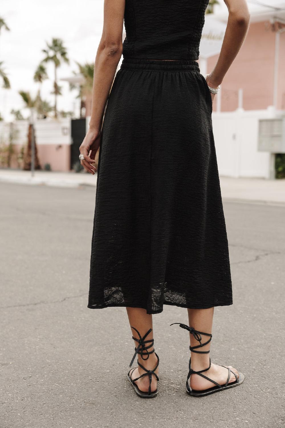 Freeman T. Porter Jostine Plain Tropical Jupe Longue Femme Black