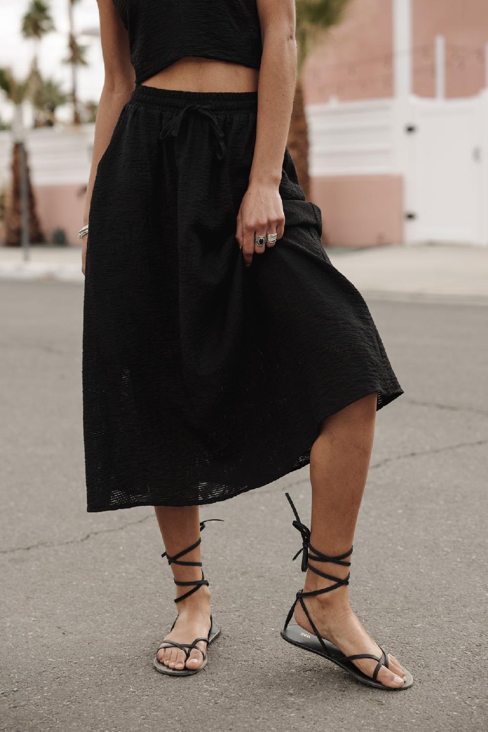 freeman t. porter Jostine Plain Tropical Jupe longue Femme black