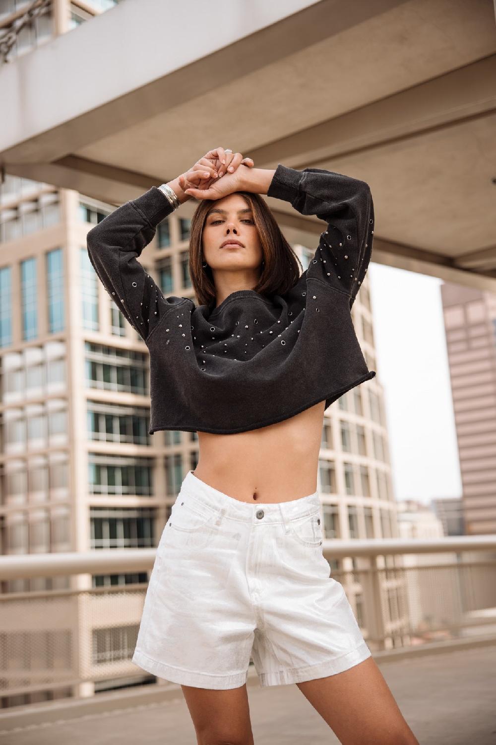 freeman t. porter Judy Kidney Foil Short loose Femme egret