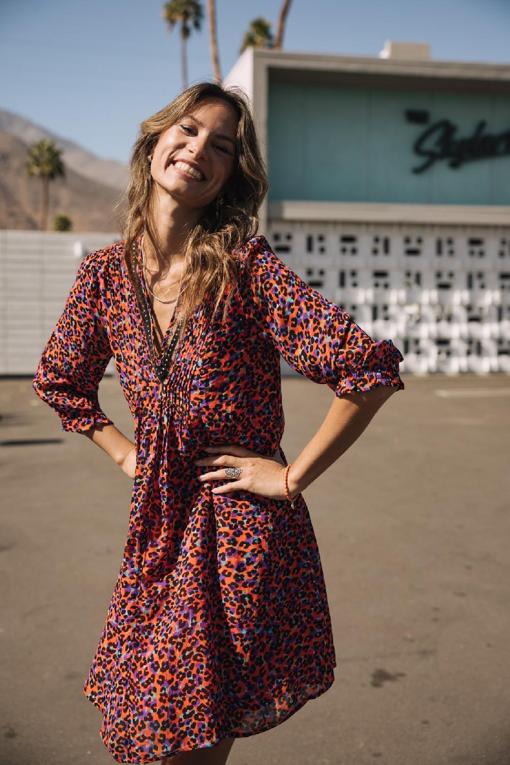 Freeman T. Porter Juna Leo Flame Robe Courte Femme Red Alert