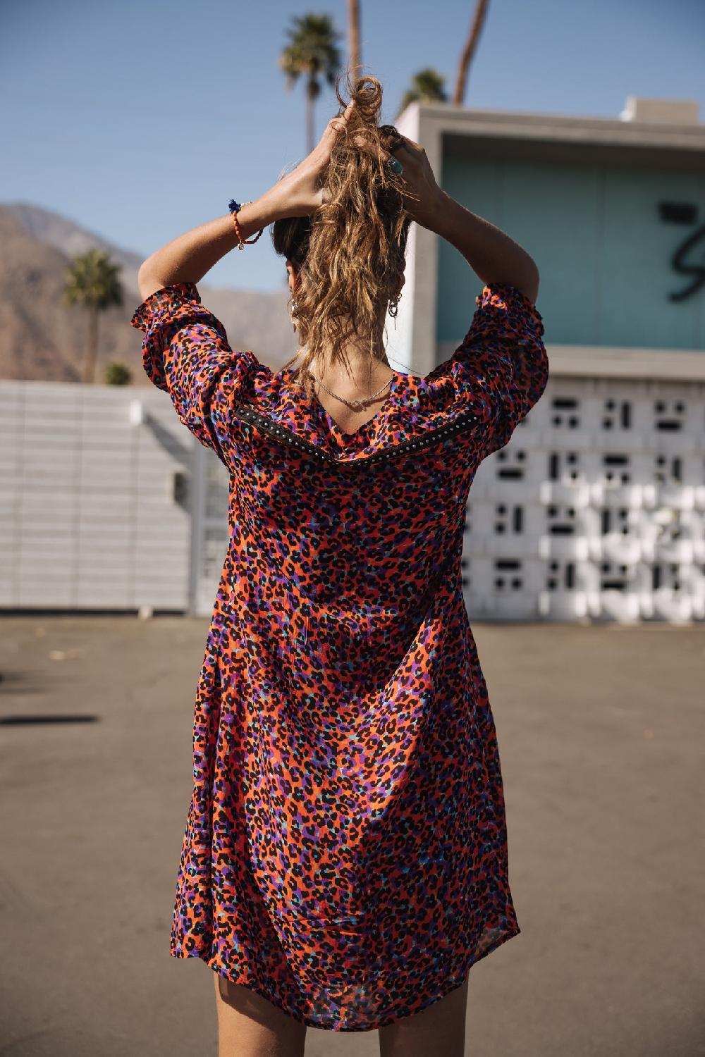 Freeman T. Porter Juna Leo Flame Robe Courte Femme Red Alert