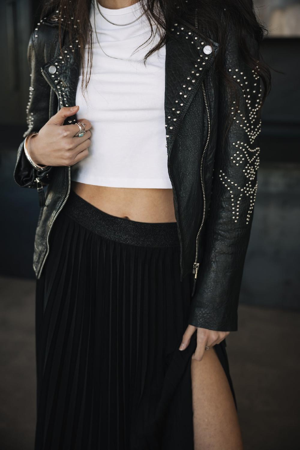 Freeman T. Porter Junie Silken Jupe Plissée Fendue Femme Black