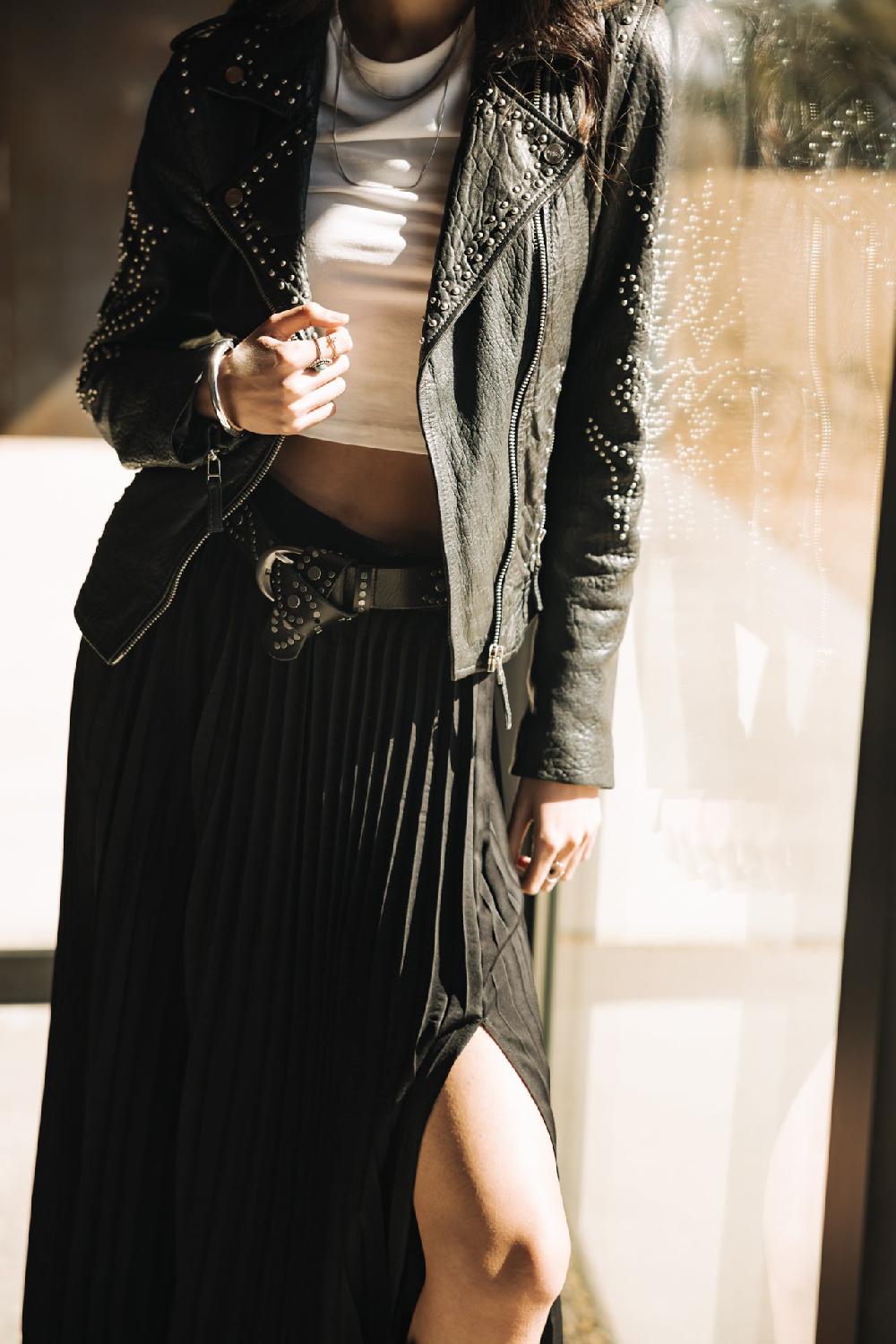 Freeman T. Porter Junie Silken Jupe Plissée Fendue Femme Black