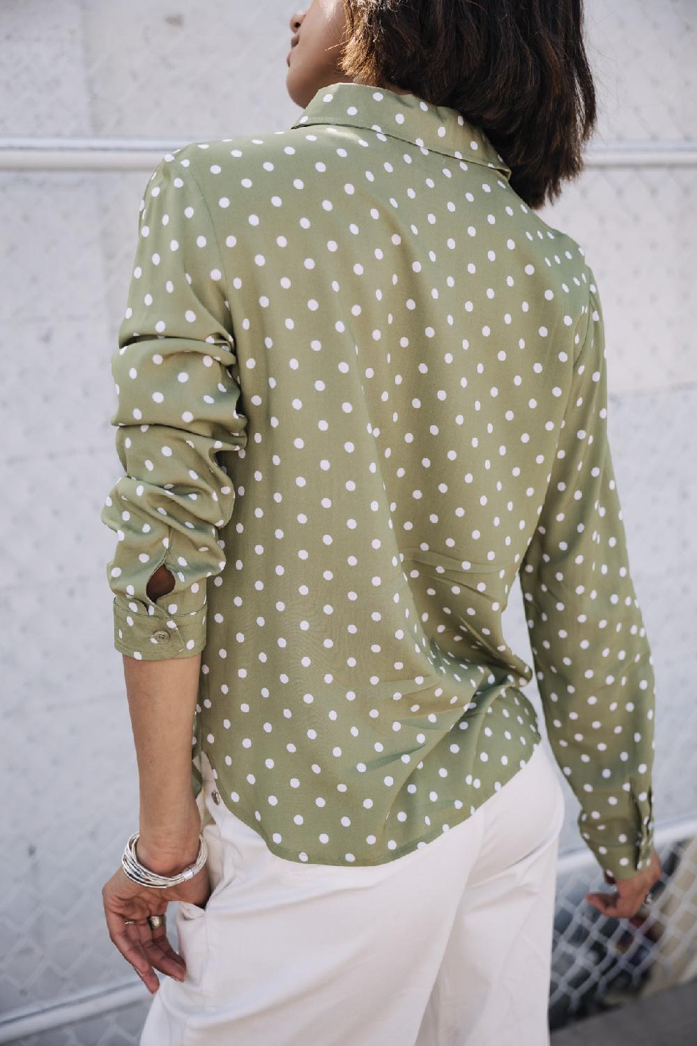 Freeman T. Porter Katy Dots Chemise à Pois Femme Light Khaki