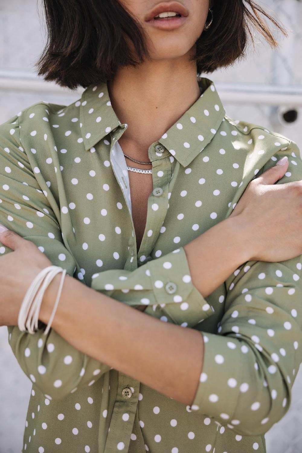 Freeman T. Porter Katy Dots Chemise à Pois Femme Light Khaki
