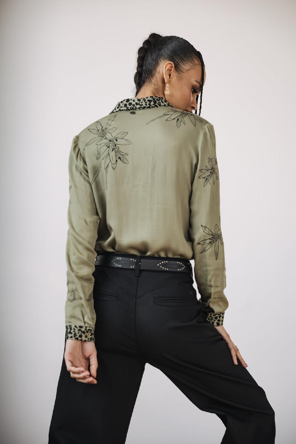 Freeman T. Porter Katy Sahara Trip Chemise Imprimée Femme Deep Lichen Green