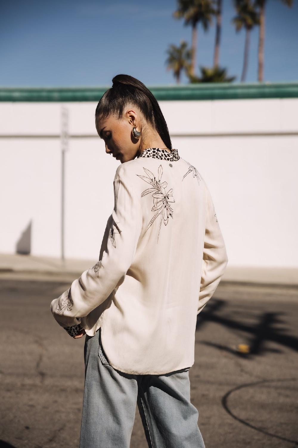 Freeman T. Porter Katy Sahara Trip Chemise Imprimée Femme Pearled Ivory