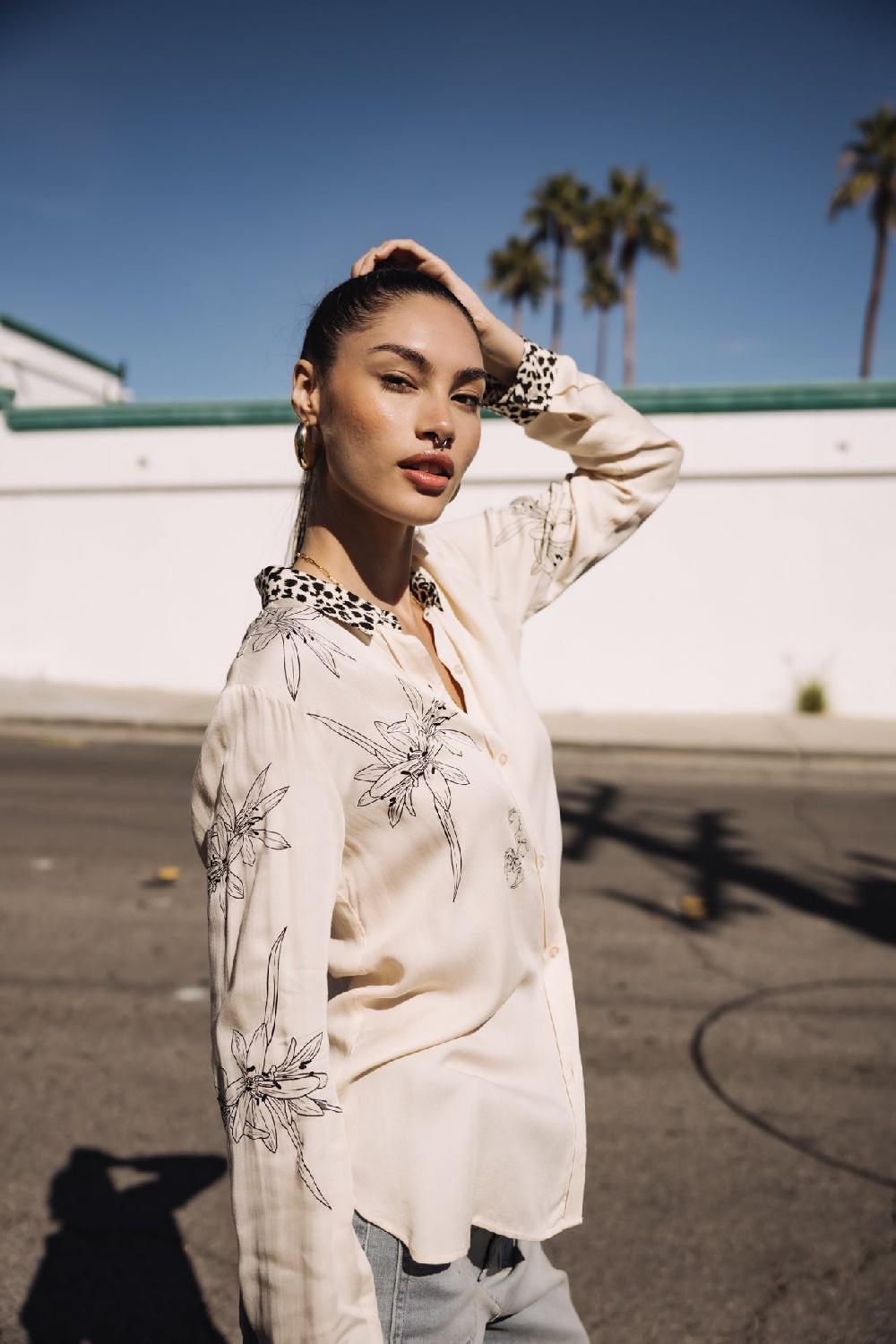 Freeman T. Porter Katy Sahara Trip Chemise Imprimée Femme Pearled Ivory