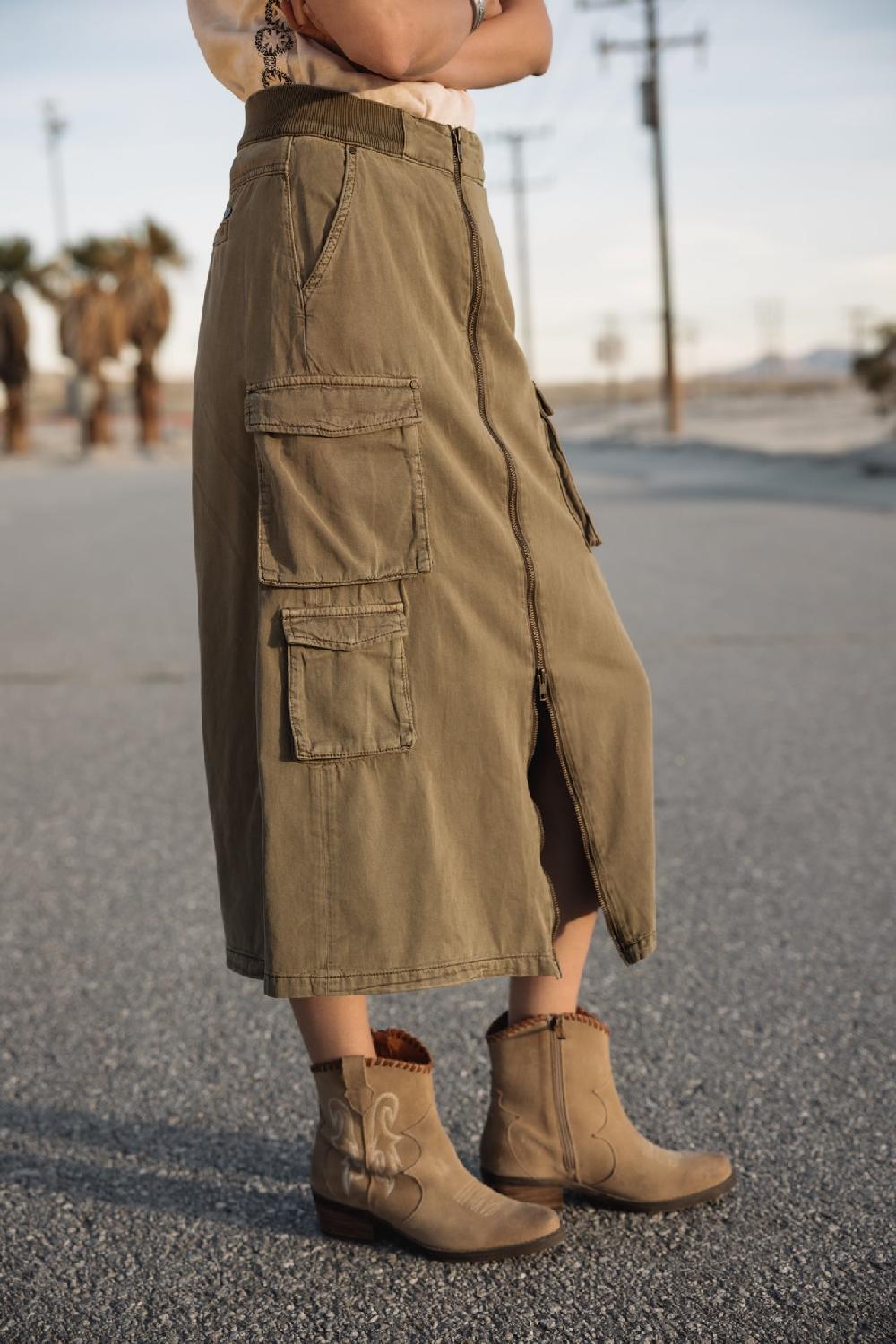 Freeman T. Porter Kiana Jazz Jupe Cargo Zippée Femme Deep Lichen Green