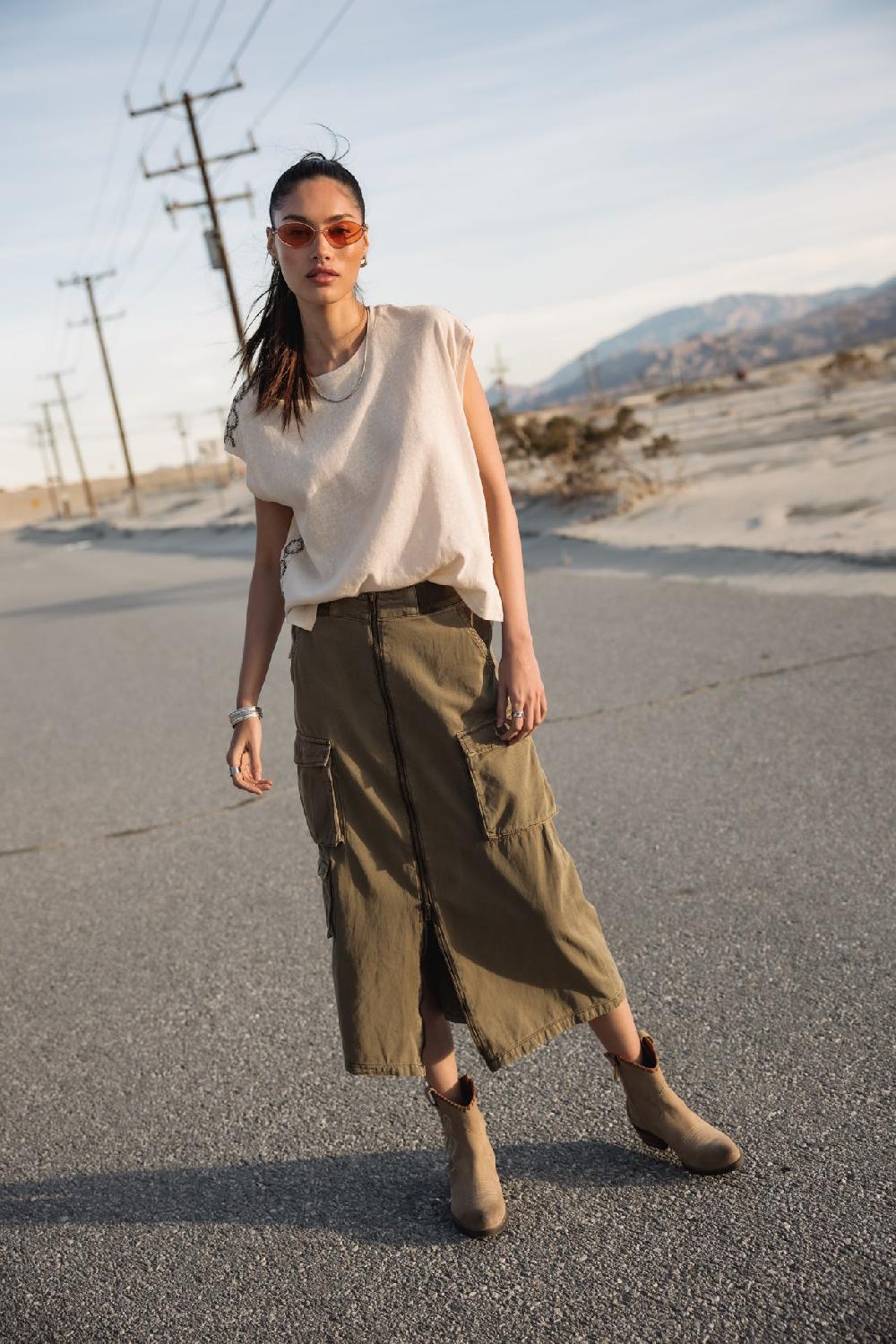 Freeman T. Porter Kiana Jazz Jupe Cargo Zippée Femme Deep Lichen Green