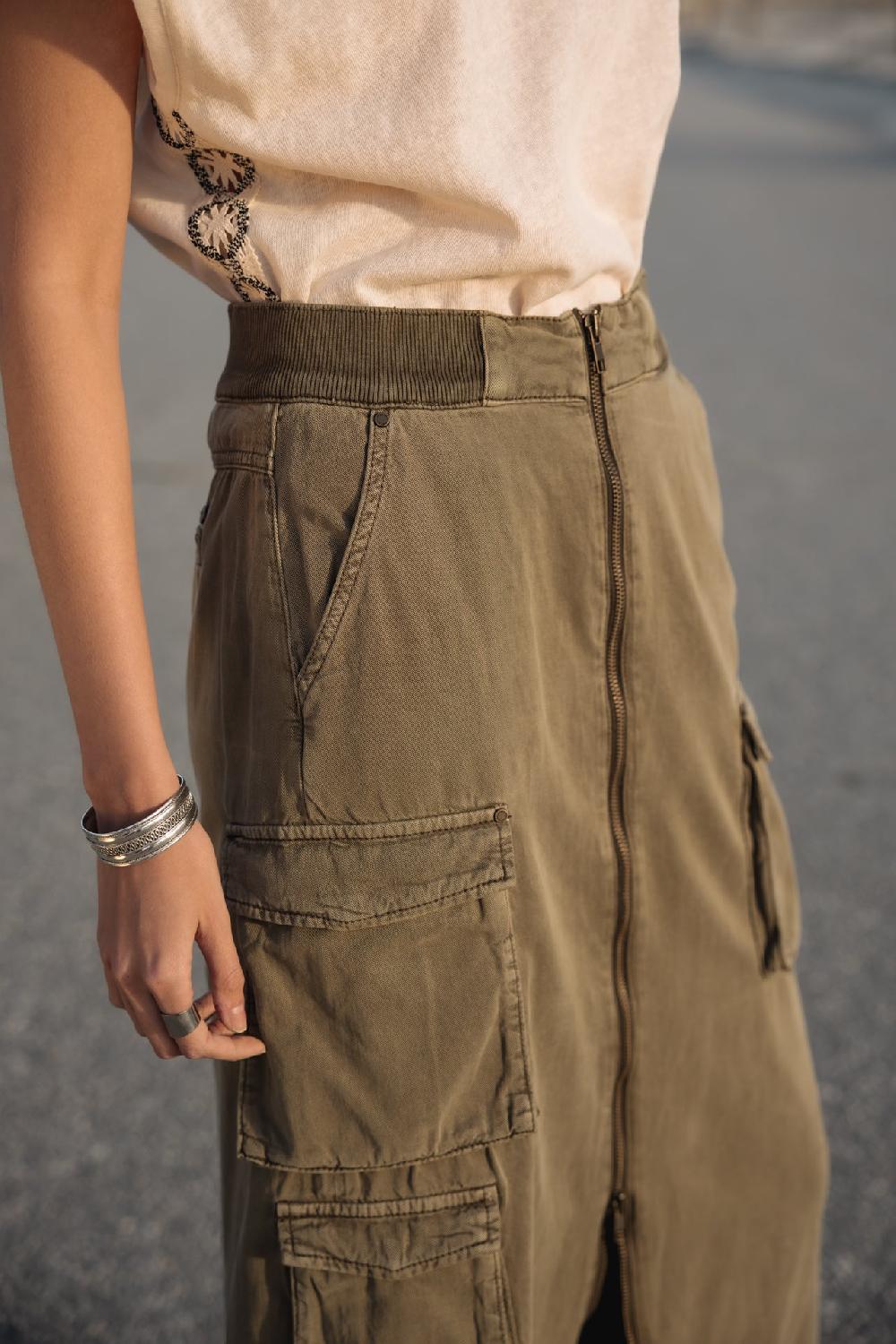 Freeman T. Porter Kiana Jazz Jupe Cargo Zippée Femme Deep Lichen Green