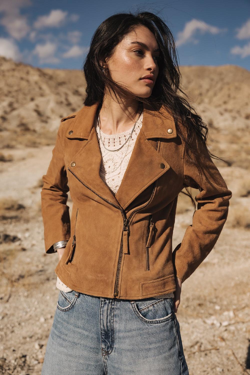 Freeman T. Porter Kristen Daim Perfecto En Cuir Femme Rubber