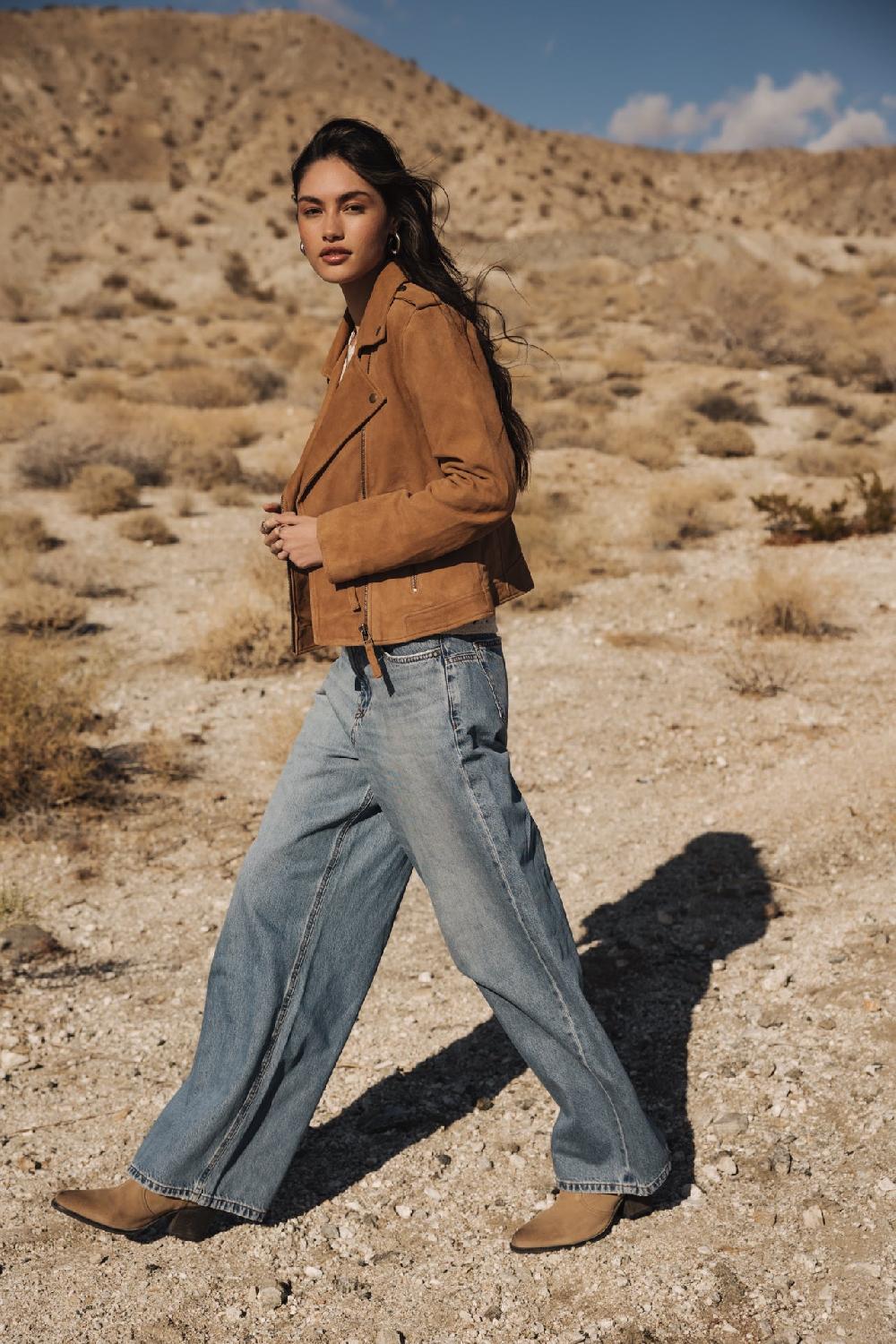 Freeman T. Porter Kristen Daim Perfecto En Cuir Femme Rubber