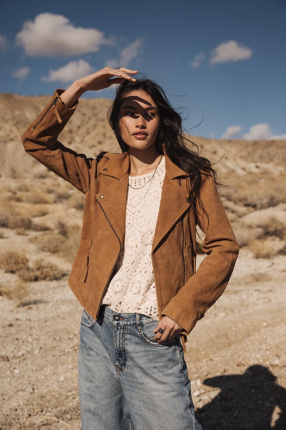 Freeman T. Porter Kristen Daim Perfecto En Cuir Femme Rubber