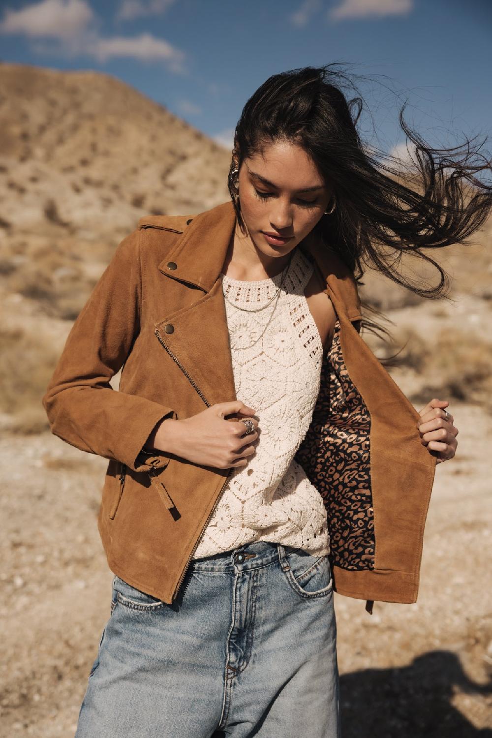 freeman t. porter Kristen Daim Perfecto en cuir Femme rubber