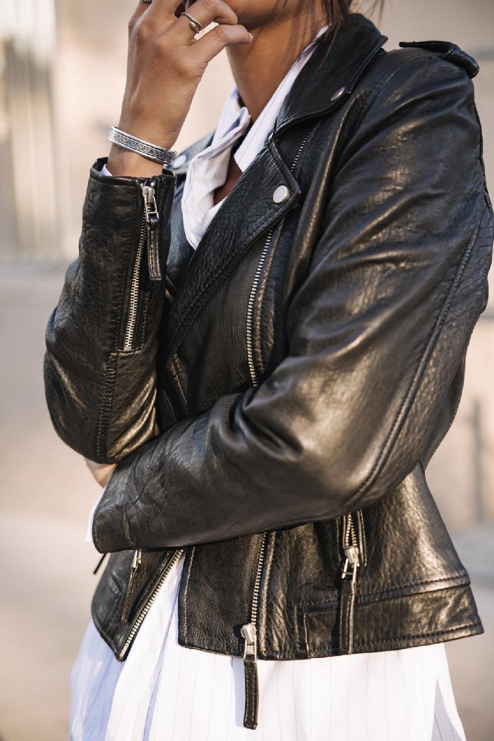 Freeman T. Porter Kristen Leather Perfecto En Cuir Femme Black