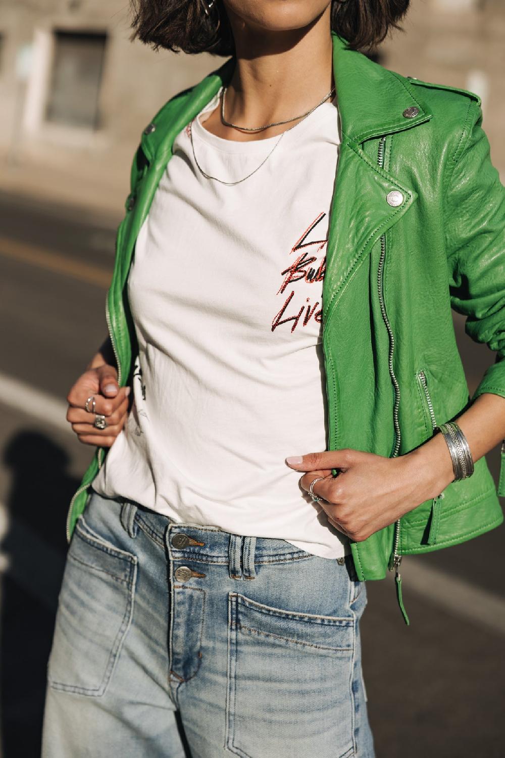 Freeman T. Porter Kristen Leather Perfecto En Cuir Femme Killy Green