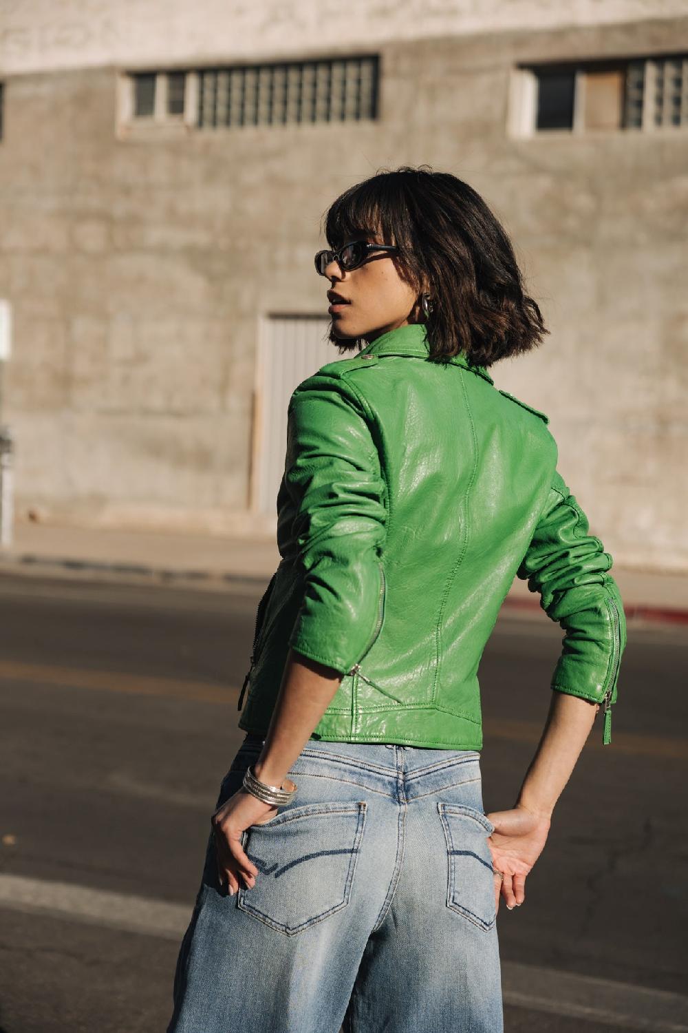 Freeman T. Porter Kristen Leather Perfecto En Cuir Femme Killy Green