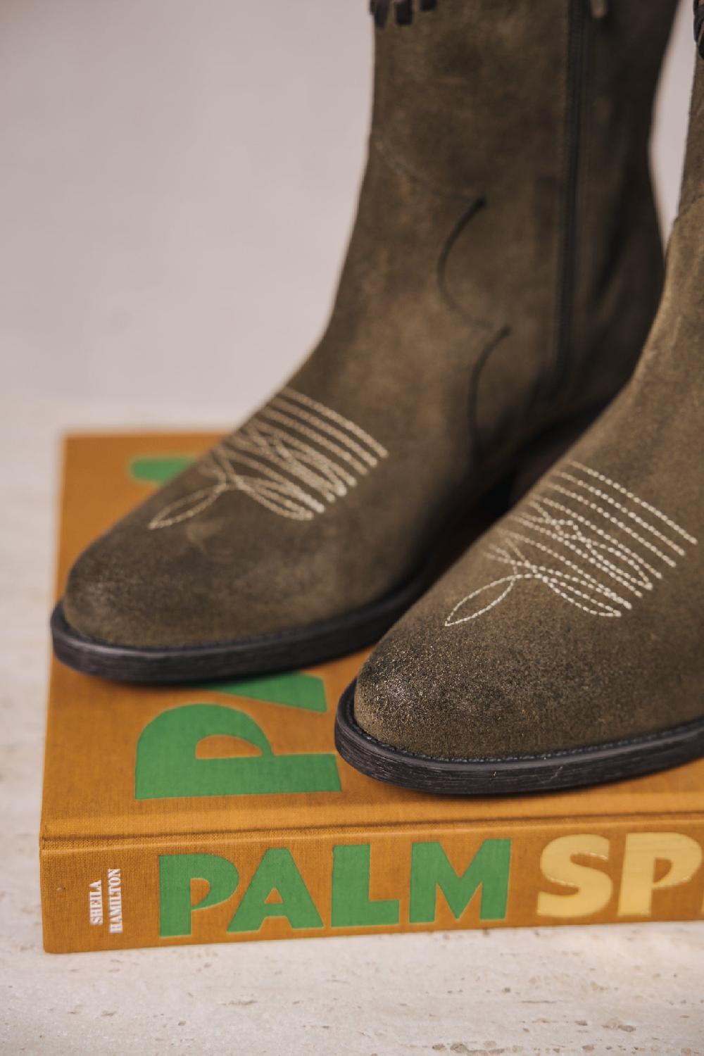 Freeman T. Porter Laurene Suede Embro Boots En Daim Femme Olive