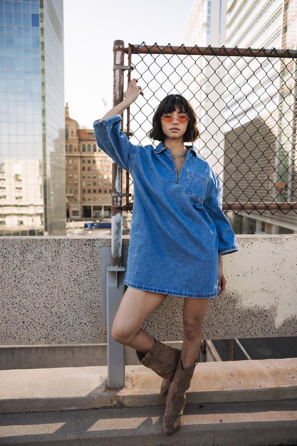 Freeman T. Porter Layla Denim Robe Loose Femme Jaori