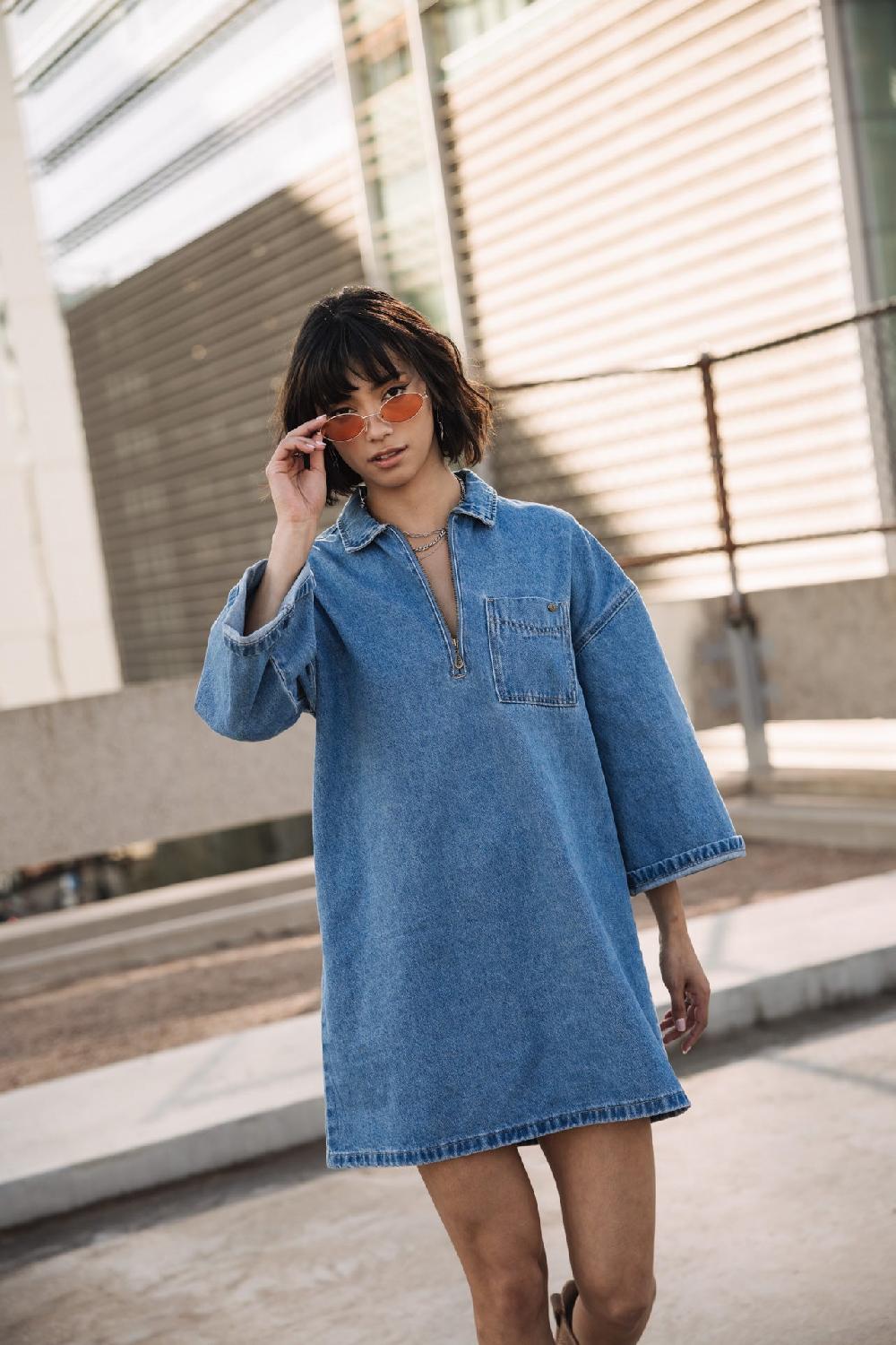 freeman t. porter Layla Denim Robe loose Femme jaori