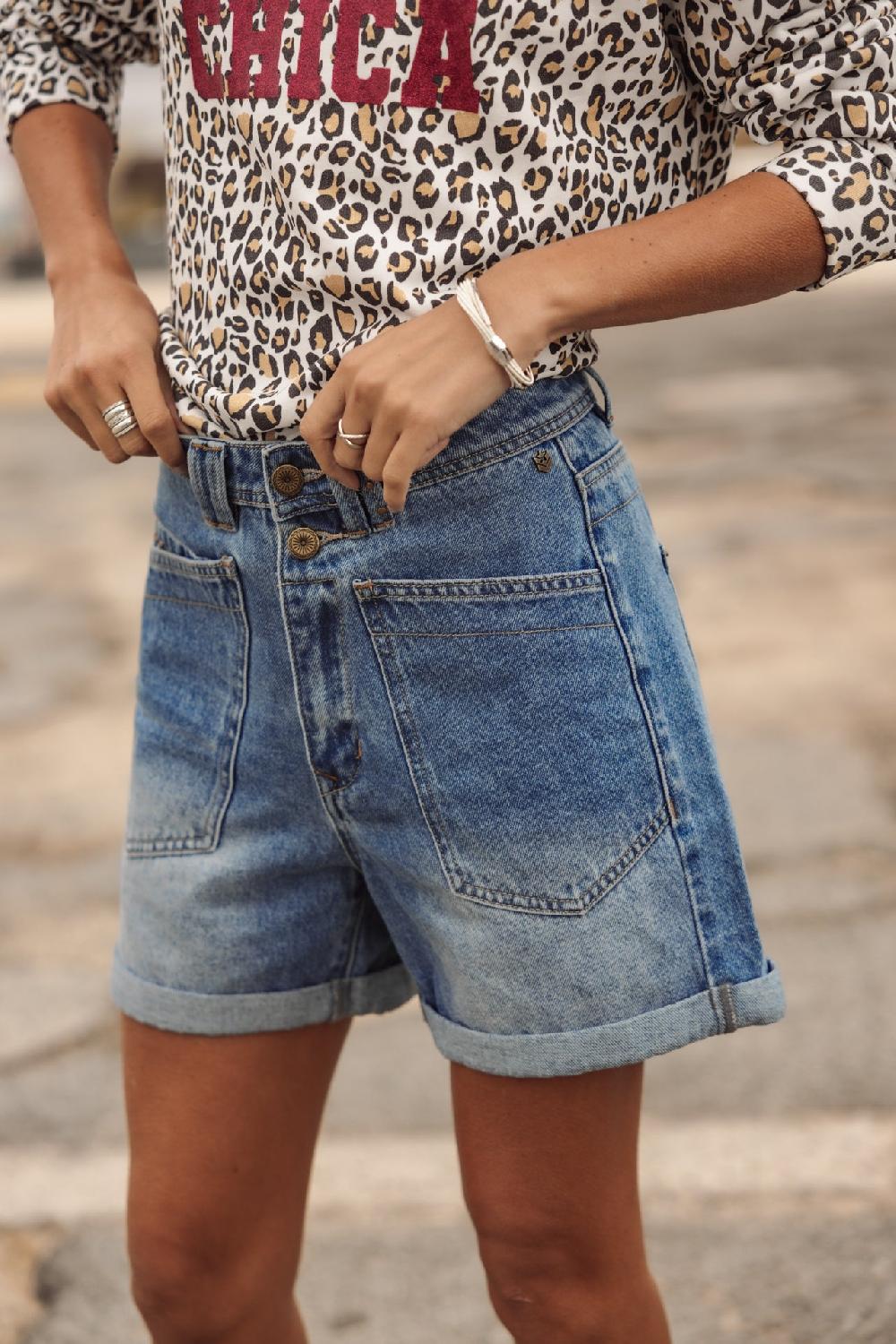 Freeman T. Porter Lizy Denim Short évasé Femme Jaori