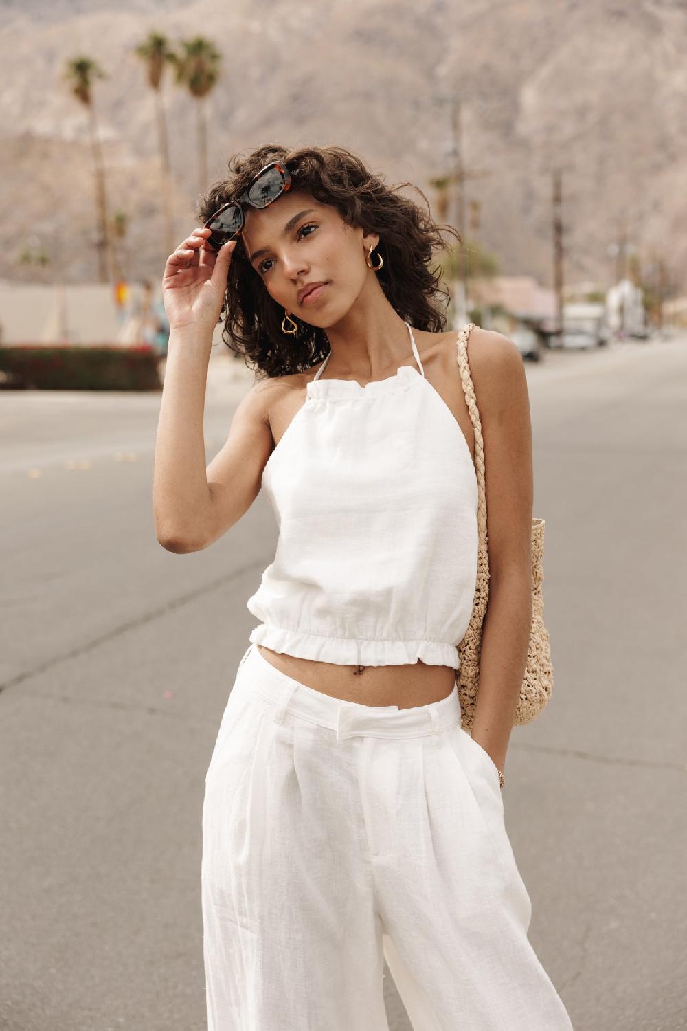 Freeman T. Porter Louisa Natural Top Dos Nu Femme Egret