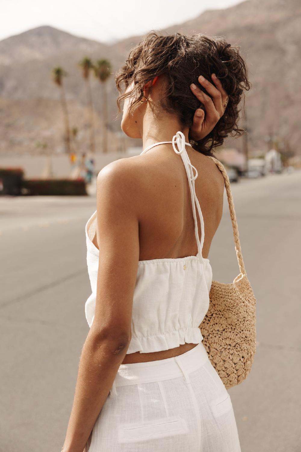 Freeman T. Porter Louisa Natural Top Dos Nu Femme Egret