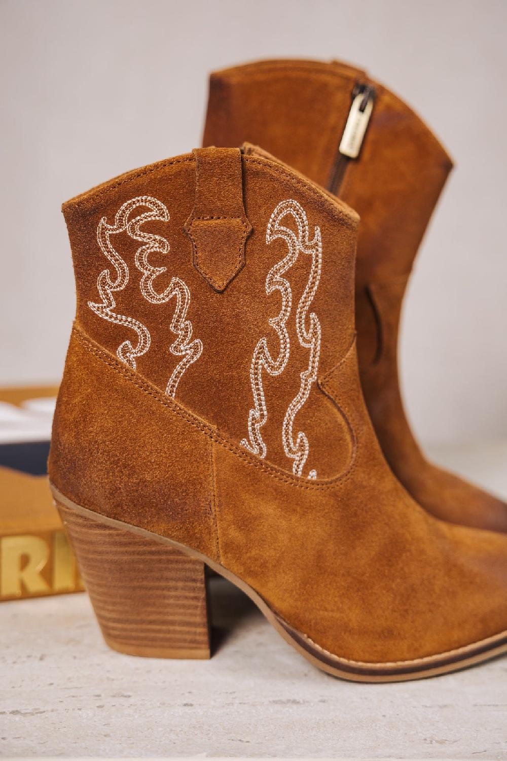 Freeman T. Porter Luana Suede Embro Boots En Daim Femme Cognac