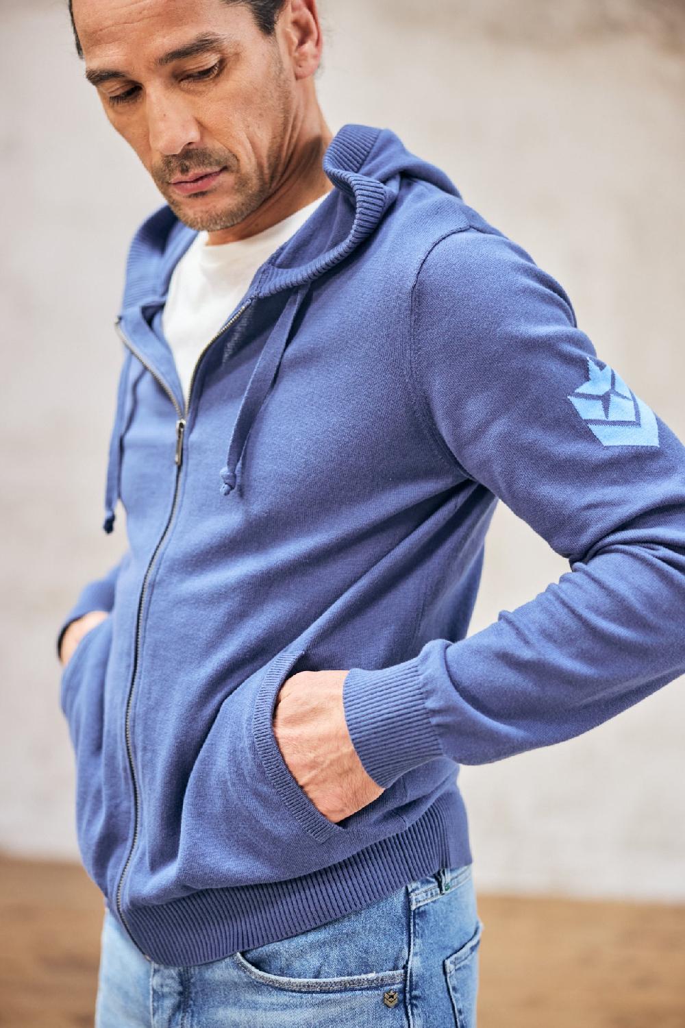 freeman t. porter Lyam Conwy Cardigan zippé à capuche Homme vintage indigo