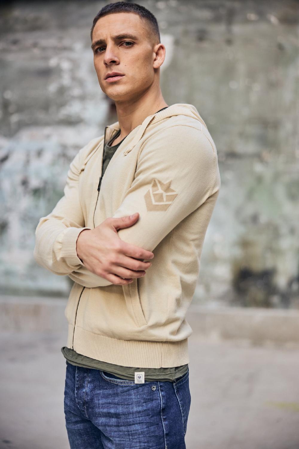 freeman t. porter Lyam Conwy Cardigan zippé à capuche Homme wood ash