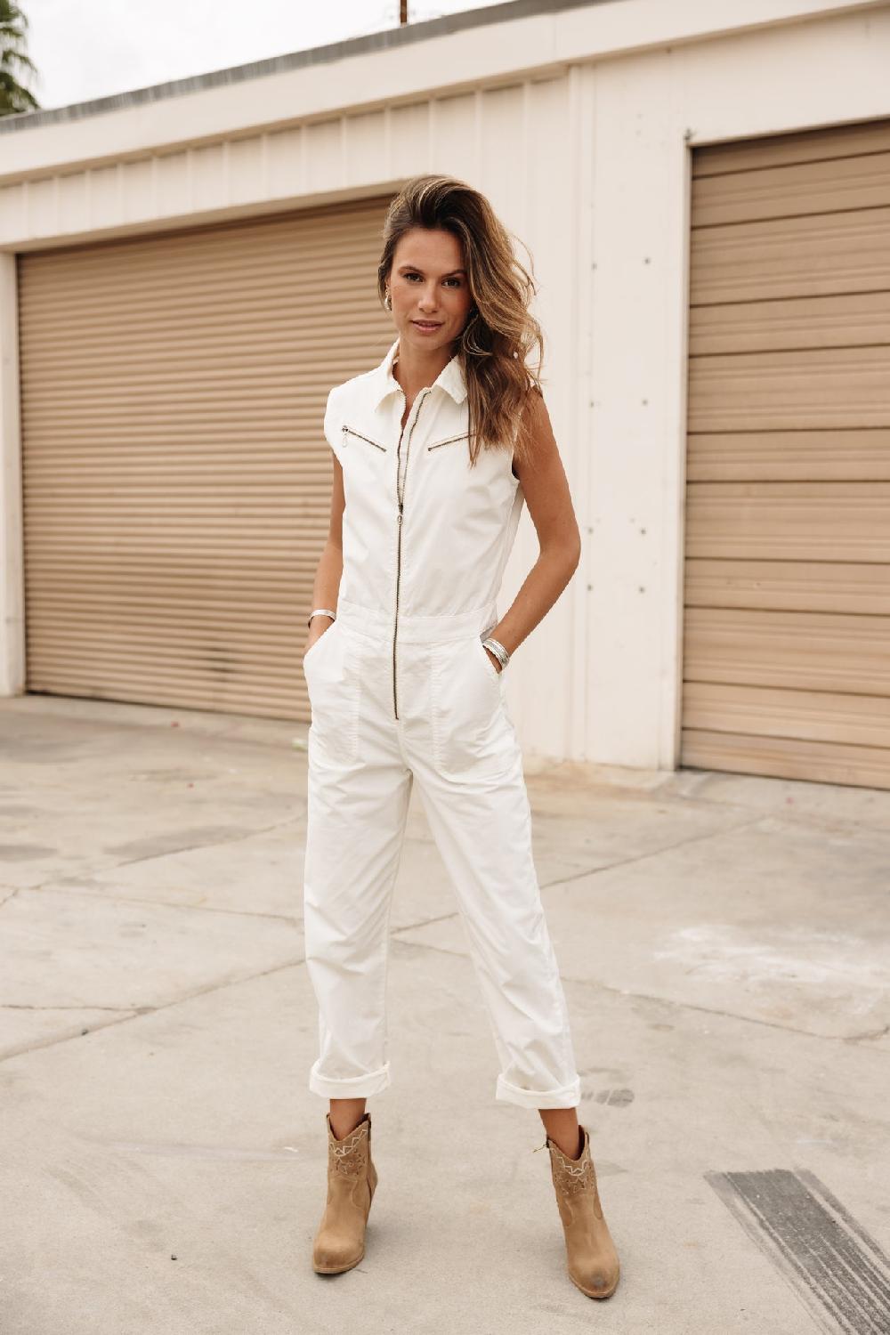 Freeman T. Porter Martha Calvi Combinaison Zippée Femme Bright White