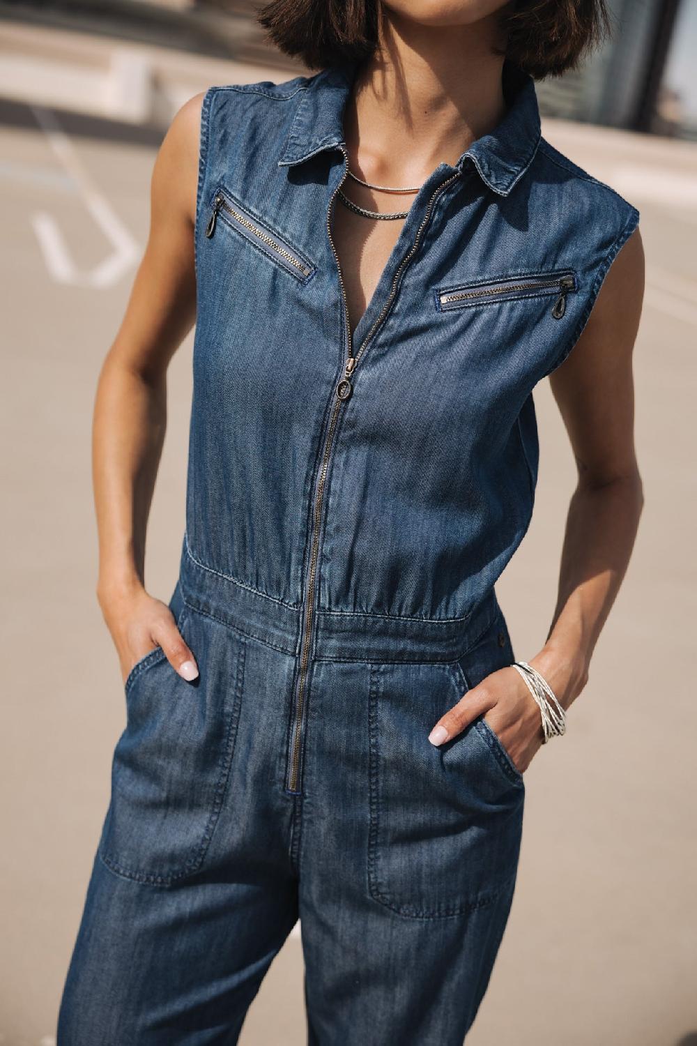 Freeman T. Porter Martha Denim Combinaison Zippée Femme Bastia