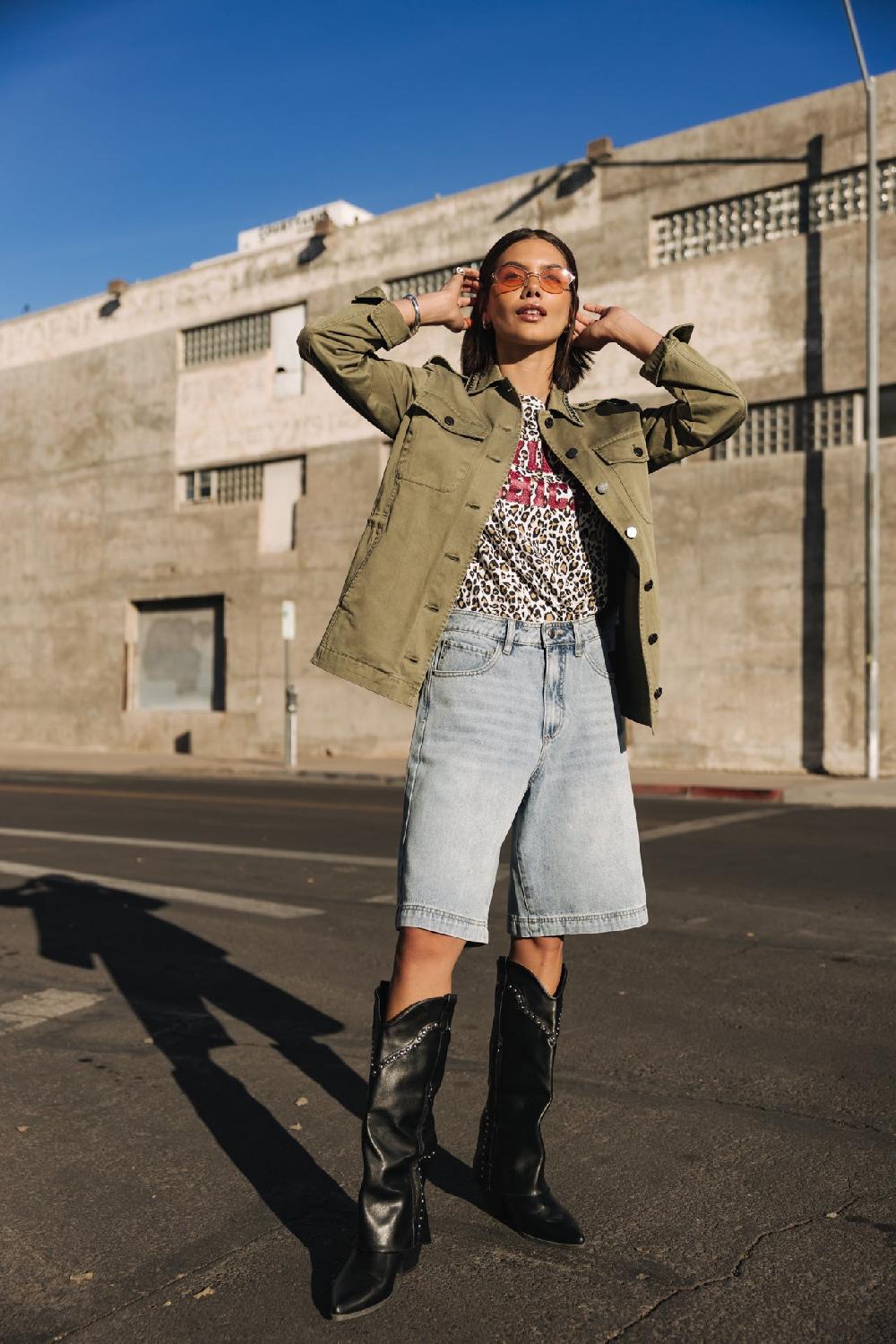 Freeman T. Porter Maxine Denim Bermuda Large Femme Jackpot