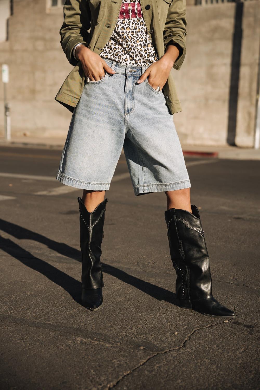 Freeman T. Porter Maxine Denim Bermuda Large Femme Jackpot