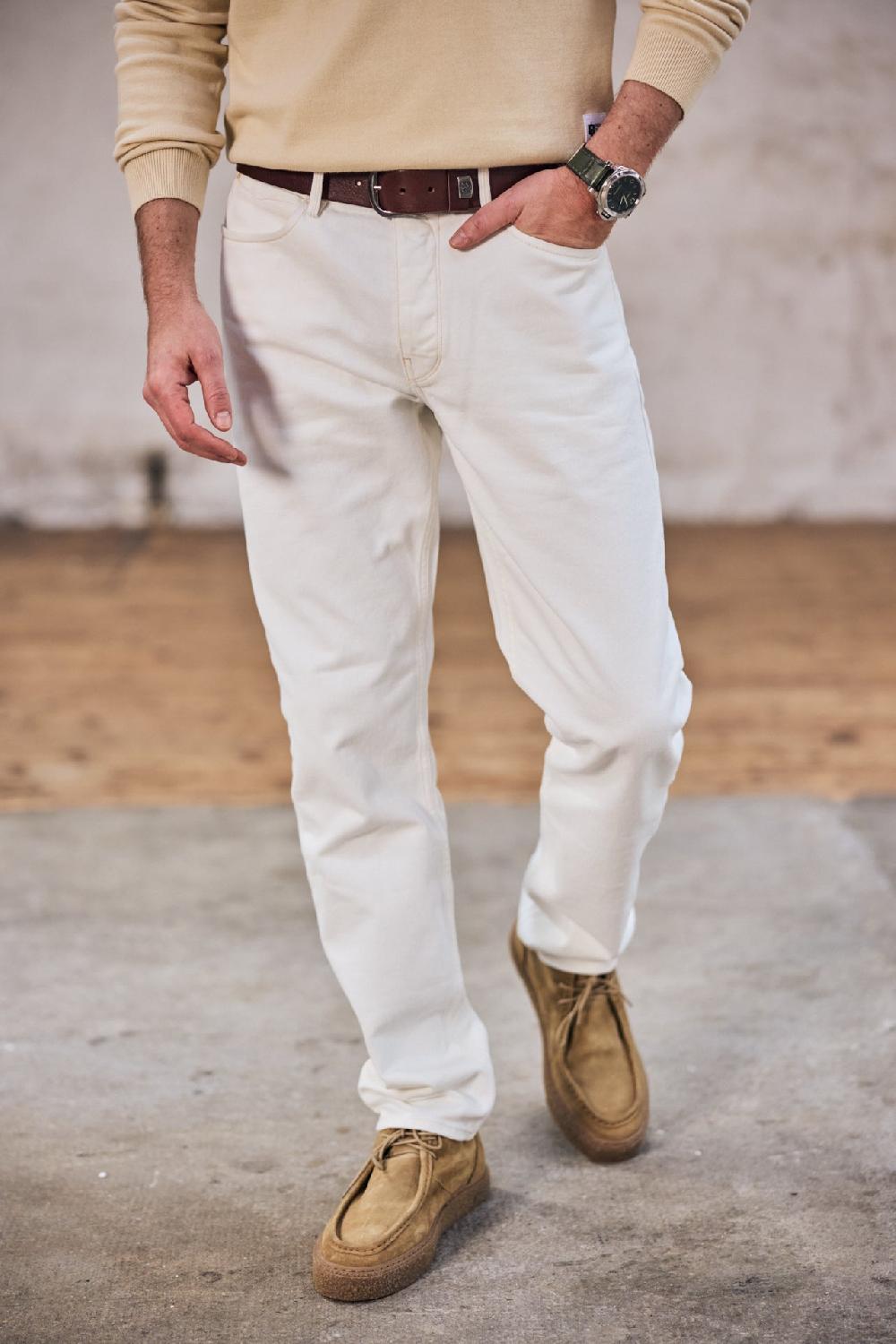Freeman T. Porter Neo Denim Jeans Droit Homme Off White