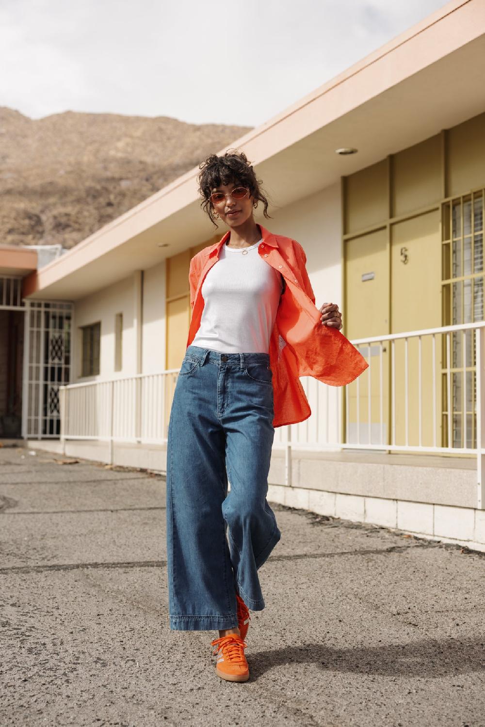 Freeman T. Porter Nylia Denim Jeans Flare Cropped Femme Manzana Med