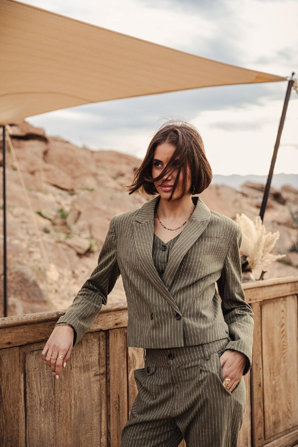 Freeman T. Porter Océane Corsaire Blazer Cropped Femme Olivine