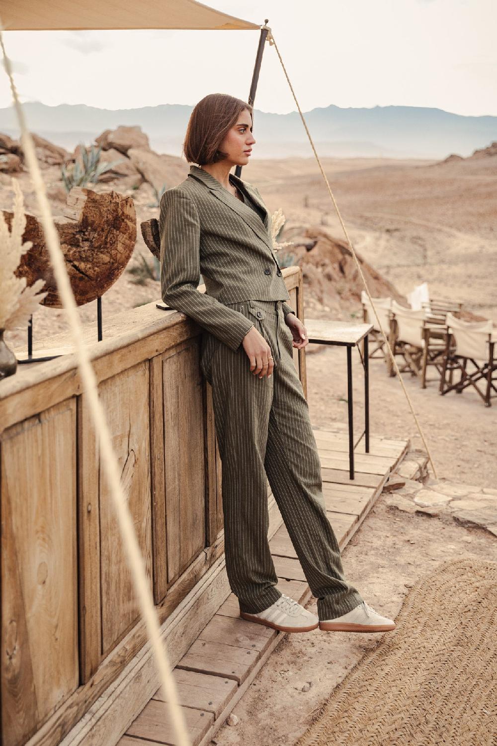 Freeman T. Porter Océane Corsaire Blazer Cropped Femme Olivine