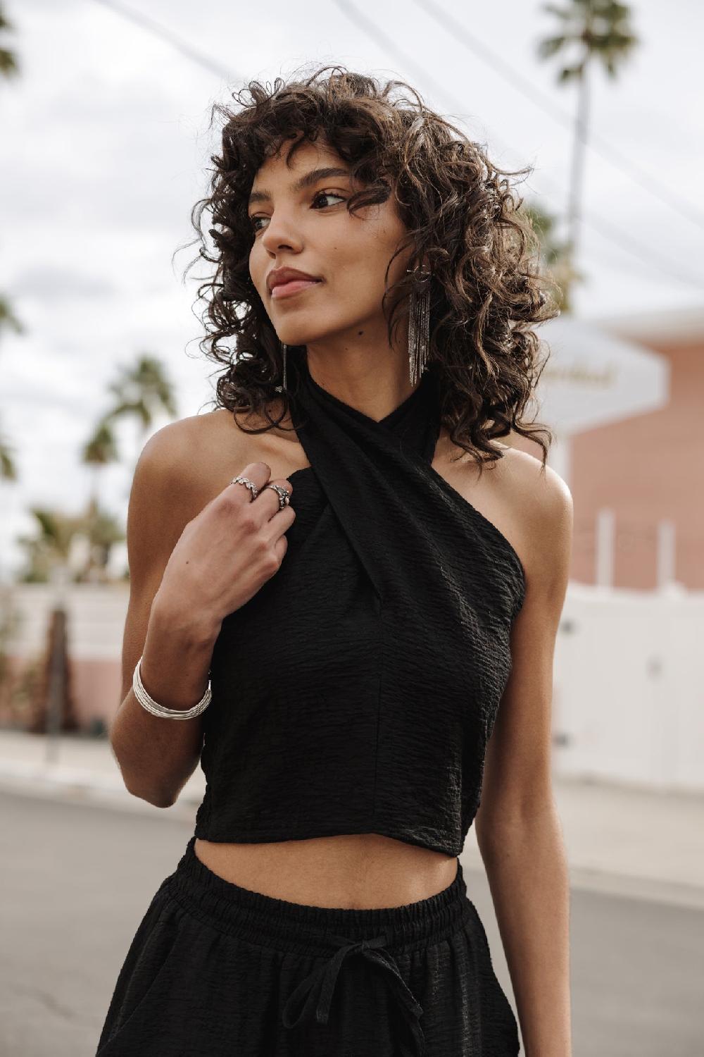 freeman t. porter Olivia Plain Tropical Dos nu croisé Femme black